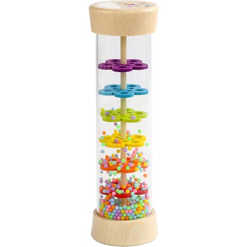 WODI Wooden Rain Stick Montessori Toys for Babies 6-12 Months,Baby Rattle Shaker Sensory Developmental Toy,Raindrops Musical Instrument Baby Musical Toys for 1 Year Old Toddler Kids