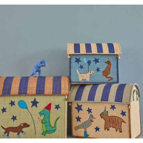 Storage Basket 3 Pieces Party Animal, Blue from RICE | RoyalDesign
