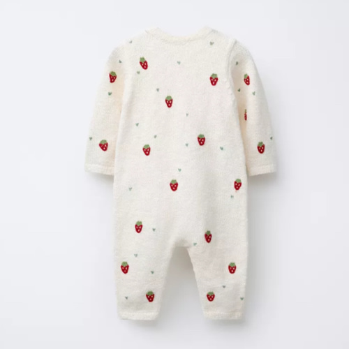 STRAWBERRY EMBROIDERY KNIT JUMPSUIT - Ecru | ZARA United States