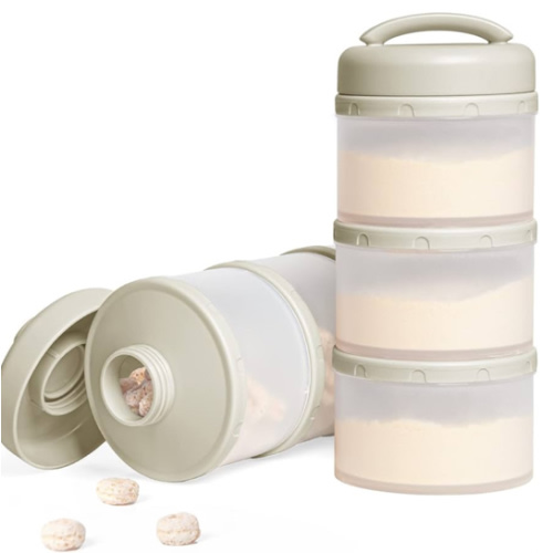 Termichy Stackable Formula Dispenser Portable Milk Powder Container, 2 Pack, Warm Grey