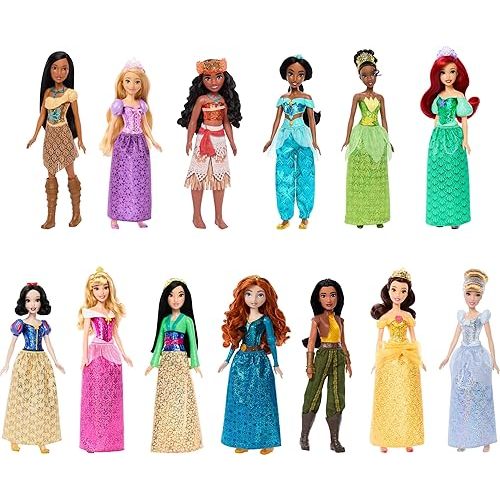 Mattel Disney Princess Ultimate Princess Collection with 13 Fashion Dolls in Sparkling Clothing & Accessories, Poseable, Inspired by Movies (Amazon Exclusive)