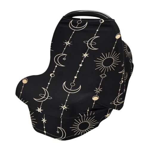 Sun Moon Stars　Nursing Cover Breastfeeding Scarf, Car Seat Covers for Babies Infant Stretchy Soft Breathable Multi-Use Cover Ups, Gift for Boys Girls