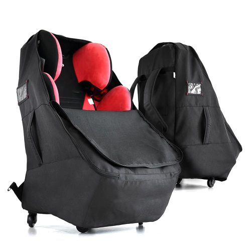 Car Seat Travel Bag With Wheels Car Seat Bag For Airplane Padded Adjustable Strap Car Seat Carrier Car Seat Travel Cover With Wheels (Black)