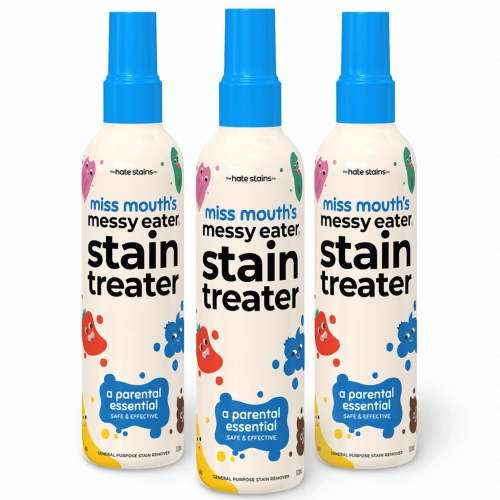 Miss Mouth's Messy Eater Stain Treater Spray for Baby & Kids – 4 oz. 3 pk – Newborn & Baby Essentials – Stain Remover for Food, Grease, Coffee & More – Gentle on Laundry, Fabric & Underwear
