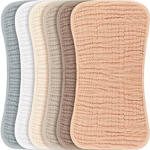 Konssy Muslin Baby Burp Cloths Sets for Unisex- 6 Pack Large 100% Cotton Burping Clothes for Newborn,Baby Girls and Boys