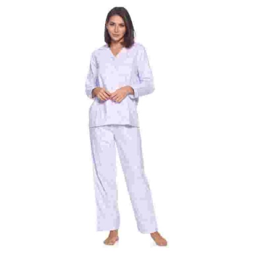 Casual Nights Women's Flannel Long Sleeve Button Down Pajama Set