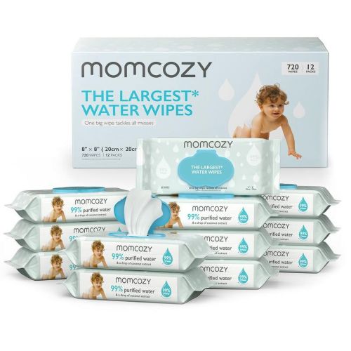 Water Wipes for Baby, Momcozy Water Wipes-Extra Large Size Design, Cleansing & Moisturizing Kid Wipes, Unscented Infant Wipe Portable Mother Mom Gift Convenient Travel Gifts Momcozywipes Safe Baby Wip