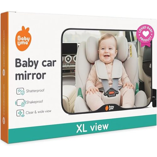 Baby Car Mirror (2 Pack) + Baby On Board Signs for Car - Clear-View Shatterproof Mirror, Easy On 'n Off with Stay-Put Buckles, Newborn Essentials (9.4 x 6.4 in)