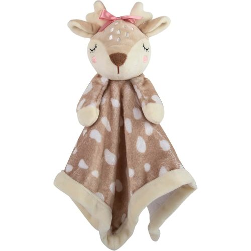 Minky Animal Snuggler Lovey Blanket for Kids, Babies, Boys, Girls, Gender Neutral Security Blanket with Stuffed Animal (Freckled Fawn)