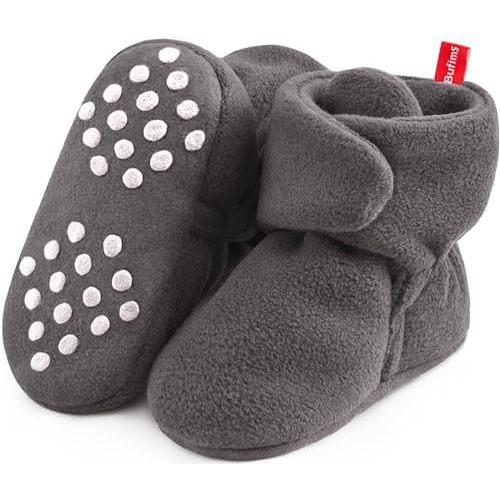 Bufims Baby Fleece Booties Newborn Unisex Booties Non-Slip Newborn Infant First Walkers Warm Shoes House Slippers for Baby Boys & Baby Girls Toddlers