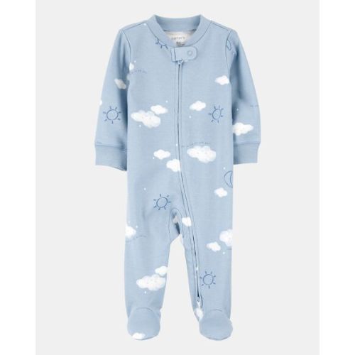 Baby Boy Cloud Print 2-Way Zip Cotton Sleep & Play Pajamas - Blue - Carter's | Carter's