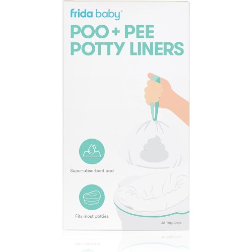 Frida Baby Poo + Pee Potty Liners, Leak-Proof, Super-Absorbent Liners Potty Bags, Fits Most Potty Chairs for Easy Cleanup, 30 Count