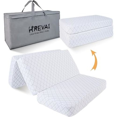 Pack n Play Mattresses,38x26 Trifold Pack and Play Mattress with Breathable Cover & Travel Bag,Dual Sided Memory Foam Baby Mattress for Pack N Play