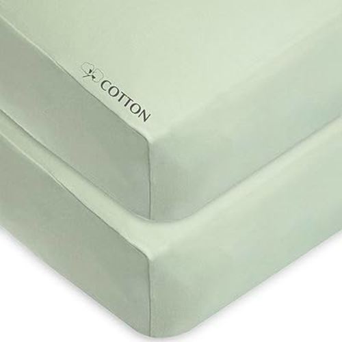 American Baby Company 2 Pack Fitted Crib Sheets 28" x 52", Soft Breathable Neutral 100% Cotton Jersey Sheet, Celery, for Boys and Girls, Fits Crib and Toddler Bed mattresses