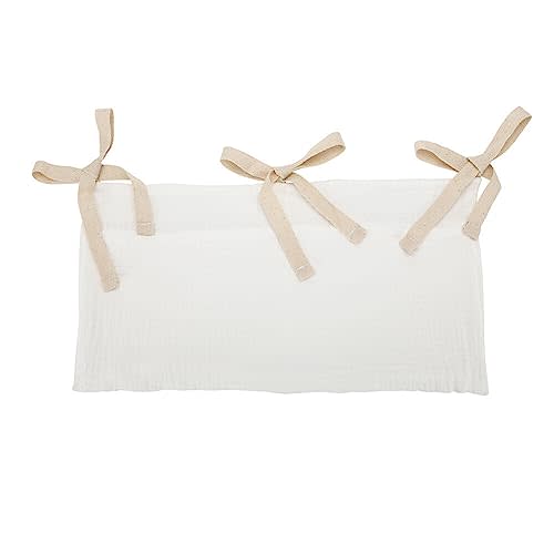Baby Diaper Caddy Organizer, Diaper Stacker, Baby Crib Hanging Pocket with Straps Classified Storage Bag Organizer for Nursery Diapers Wipes Baby Essentials (White)