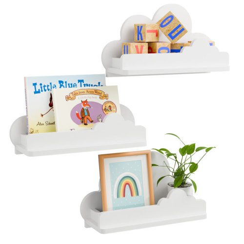 Winston Porter Cloud Shelves For Kid’s Room Nursery Wall Deor Set Of 3, White Cloud Bookshelf Floating Shelf, Small Figure Shelf Wall Mounted, Cute Decorative Cloud Floating Shelf For Toys, Plants & Storage | Wayfair