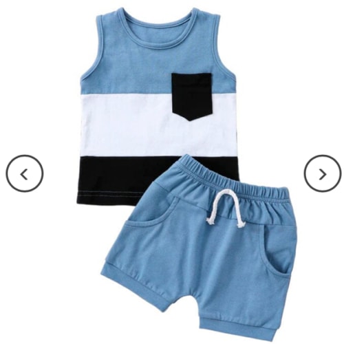 12-18m Little Boy Sleeveless Blue Shorts 2-Piece Outfit Set – The Trendy Toddlers
