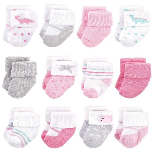Hudson Baby Baby Girls' Cotton Rich Newborn and Terry Socks