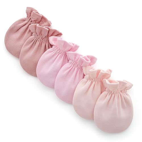 Pro Goleem Newborn Baby Mittens 100% Cotton No Scratch Soft Breathable Gloves for Boys&Girls 0-6 Months Baby Essentials