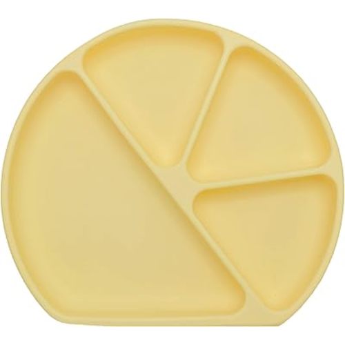 otterlove Silicone Baby Plate with Suction Base - 100% Platinum Pure LFGB Silicone with NO Fillers - BPA Free - Fits Most Highchair Trays (4 Section Divided Plate + Cover - Sunshine)