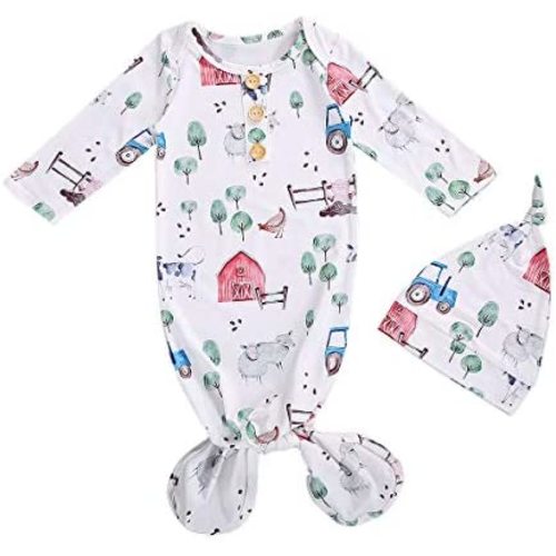 CIYCUIT Knotted Baby Gowns Newborn Coming Home from Hospital Outfit