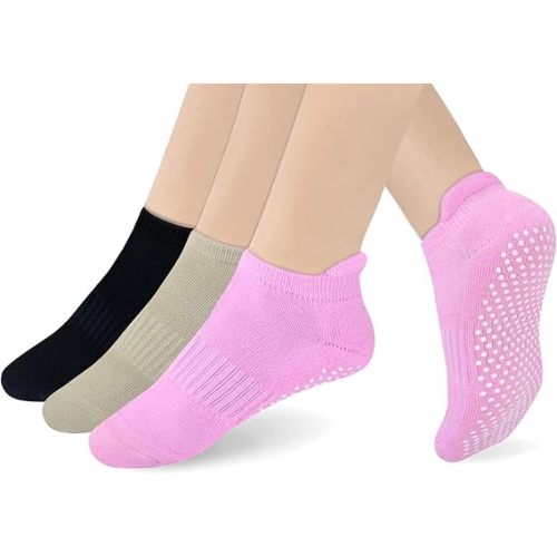 RATIVE Non Slip Grip Socks for Women & Men Anti Skid Pilates, Yoga, Barre, Hospital Socks
