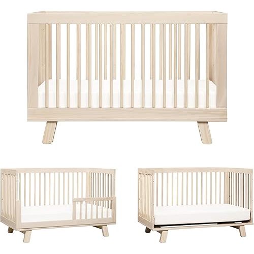 Babyletto Hudson 3-in-1 Convertible Baby Crib - GREENGUARD Gold Certified - Convertible Crib to Toddler Bed and Daybed - Baby Bed with 4 Adjustable Heights - Wooden Crib - Washed Natural