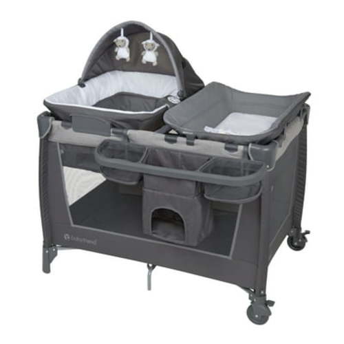 Baby Trend Simply Smart 2.0 Nursery Center Playard with Bassinet and Travel Bag – Shale Grey