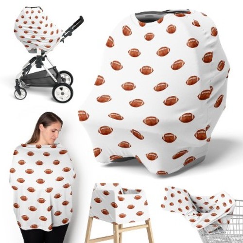 Sweet Jojo Designs Boy 5-in-1 Multi Use Baby Nursing Cover Watercolor Sports Theme Brown and White