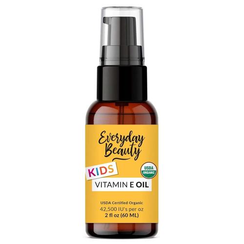 Organic Vitamin E Oil - Nourishing Baby Massage Oil for Moisturizing Dry Skin - Fragrance Free & All Natural Plant Based, Lightweight Gentle Blend - 2 Fl Oz With Pump Top