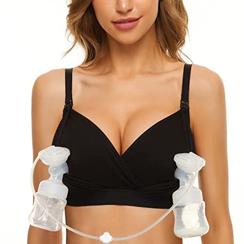 Pumping Bra Hands Free Pumping Bra and Nursing Bra Adjustable Wireless Comfortable Pump Bra Plus Size Fits Breast Pumps