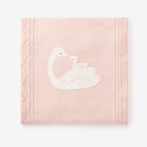 Swan Cotton Cable Knit Blanket – Elegant Baby