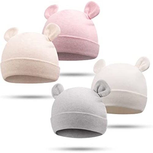 Bamery Newborn Baby Girls Hospital Hat Thick Cute Bear Ear Cotton Baby Boy Beanie for 0-6Months