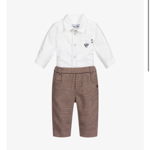 Tartine et Chocolat - Boys White & Red Trouser Set | 9 Months