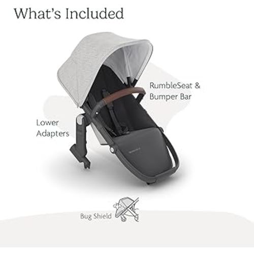 Amazon.com : UPPAbaby RumbleSeat V2+ Second Lower Seat/Compatible with Vista V2 and Vista V3 / Adapters, Bumper Bar, Bug Shield Included/Anthony (White+Grey Chenille/Carbon Frame/Chestnut Leather) : Baby