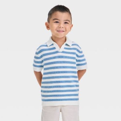 Toddler Boys' Striped Sweater - Cat & Jack™ Blue/cream 18m