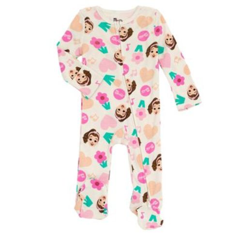 Ms. Rachel Floral Newborn Baby Girls Zip Up Sleep N' Play Beige / Pink 0-3 Months