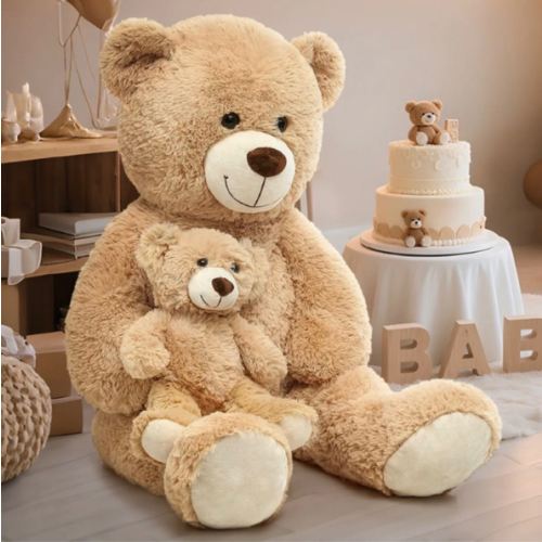 "MaoGoLan 39"" Light Brown Mommy and Baby Teddy Bear - Soft, Cute Stuffed Animal Plush Toy"