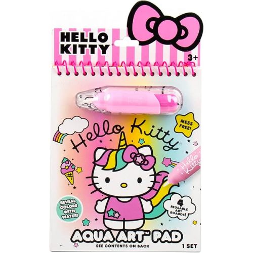 Hello Kitty Aqua Art Pad, 4 Art Pages, On The Go Reusable Water-Reveal Activity Pad, Mess Free Arts And Crafts, Paint with Water Brush Set, Kids Toys, Sanrio Stuff, Hello Kitty Craft Kits For Kids 3+