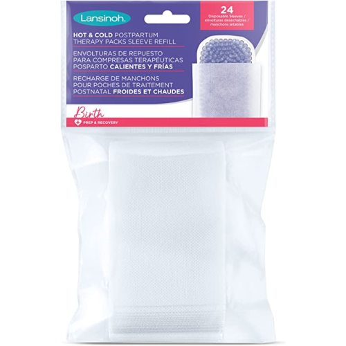Lansinoh Hot & Cold Postpartum Therapy Packs Disposable Sleeve Refill, 24 Count