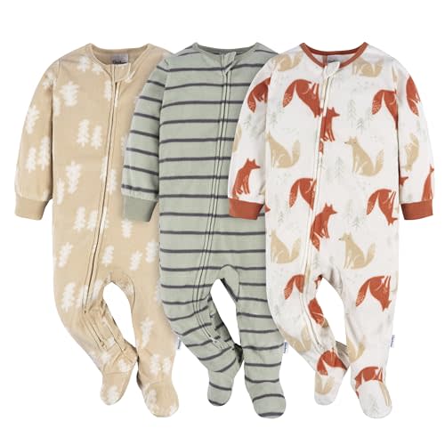 Gerber baby-boys Flame Resistant Fleece Footed Pajamas 3-pack