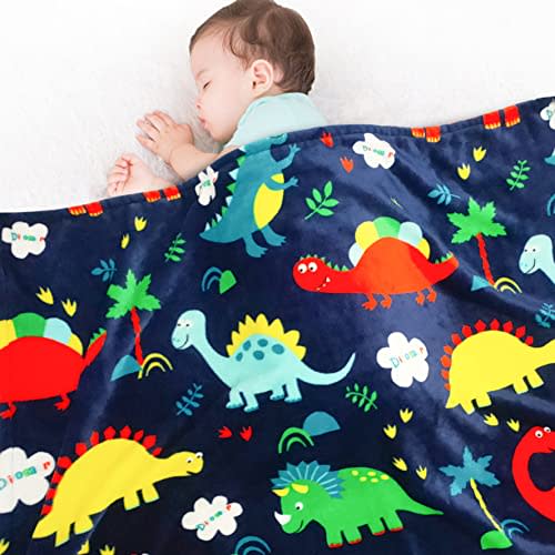 Lukeight Toddler Blanket for Boys and Girls, 380 GSM Thick Kids Blanket for Birthday Gifts, Cozy Baby Blanket, Plush Receiving Blanket for Crib (Dinosaur, 30x40 Inches)