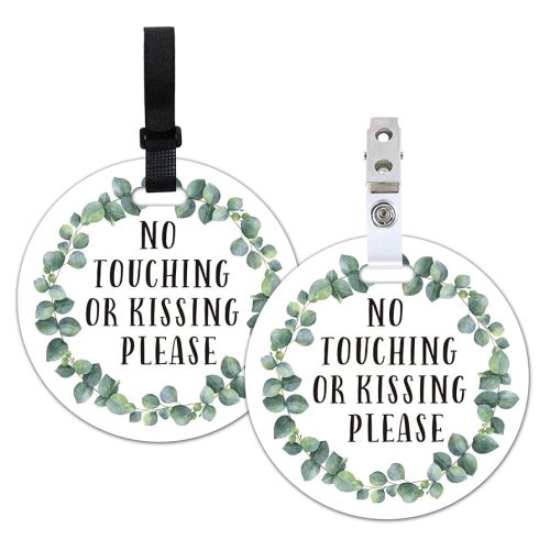 Do Not Touch Baby Signs-Stroller Tag, 2 Pack Greenery No Touching or Kissing Baby Sign, Stop No Touching Baby Car Seat Sign or Stroller Tag for Newborn Baby (5 Inches)