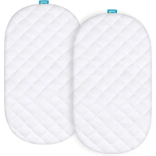 Waterproof Bassinet Mattress Pad Cover Fit for Fisher-Price Soothing Motions/Fisher-Price Luminate Bassinet, 2 Pack, Ultra Soft Viscose Made from Bamboo Terry Surface, Breathable and Easy Care