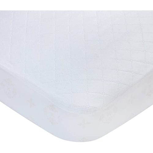 Carters Waterproof Fitted Quilted Crib and Toddler Protective Mattress Pad Cover, White