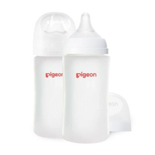 Pigeon Nurture & Nest Silicone Coated Glass Baby Bottles with Nipples - 8 fl oz/2pk