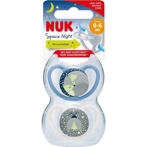 Nuk Space Night Time Soother 0-6M 2 pack