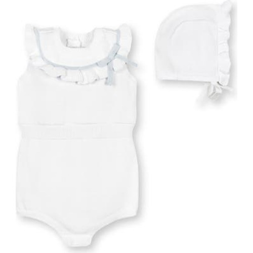 Baby Organic Ruffle Sweater Romper and Bonnet Set, Infant, 0-3m