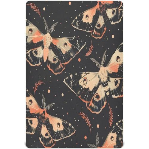 Moody Mystic Moths Crib Sheets for Boys Girls, 52x28 Inch Soft and Breathable Pack n Play Sheets, Portable Mini Stretchy Cribs Sheets