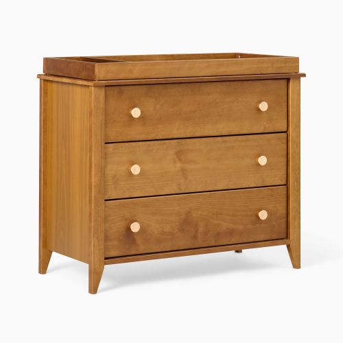 3-Drawer Dresser with Removable Topper in Color Chestnut
